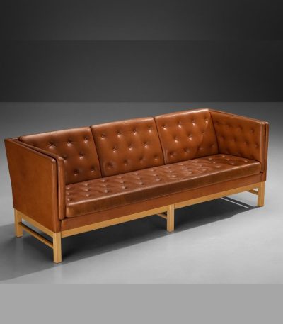 Buy Hasthshilpa Buff Leather Solid Wood Three-Seater | Leather Sofa | Upholstered Sofa | Wooden Sofa | Luxury Furniture | Hasthahilpa Luxe | Living Room Furniture