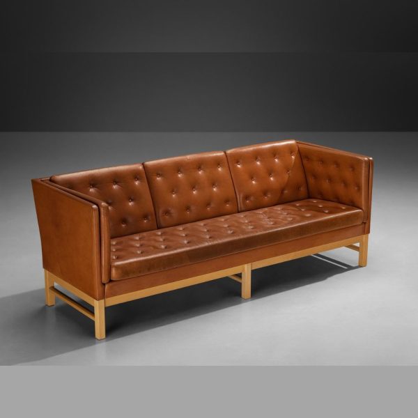 Buy Hasthshilpa Buff Leather Solid Wood Three-Seater | Leather Sofa | Upholstered Sofa | Wooden Sofa | Luxury Furniture | Hasthahilpa Luxe | Living Room Furniture