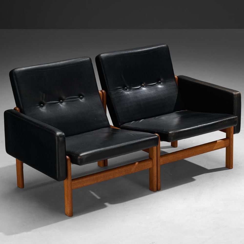 Buy Hasthshilpa Leather Oak Modular Loveseat Sofa | Wooden Sofa | Leather Sofa | Upholstered Sofa | Luxury Sofa | Living Room Sofa | Living Room Furniture | Hasthshilpa Luxe