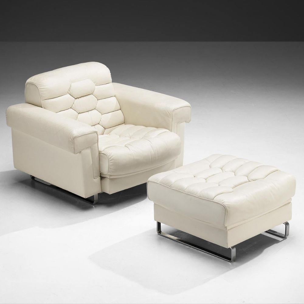 Buy Hasthshilpa Leather Relaxation Chair with Ottoman | Lounge Chair | Ottoman | Chair With Ottoman | Lounge Sofa | Living Room Furniture | Leather Sofa | Hasthshilpa | Luxury Furniture | Luxe