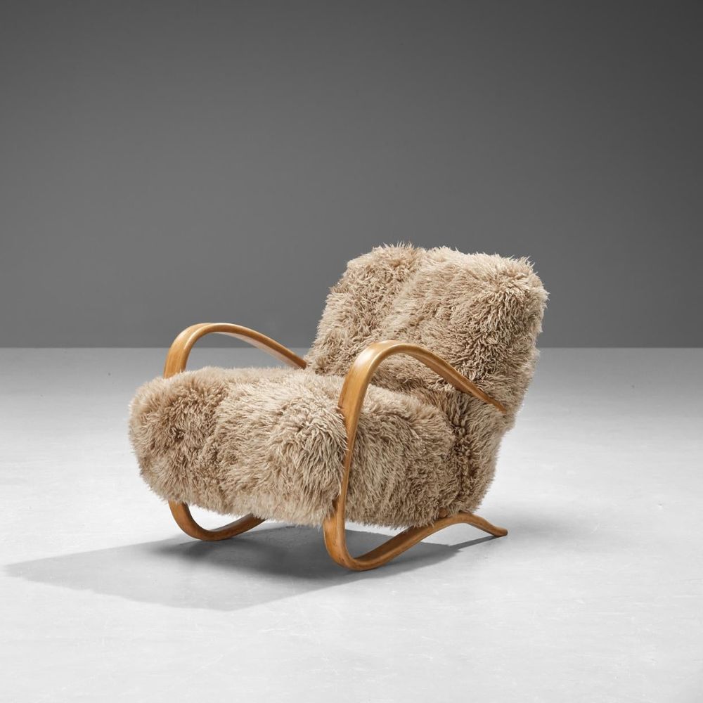 Buy Hasthshilpa Luxe Brown Lambswool Lounge Chair | Lounge Chair | Luxurious Chair | Living Room Chair | Living Room Furniture | Hasthshilpa Luxe | Hasthshilpa