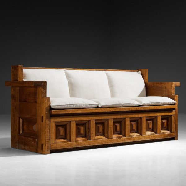 Buy Hasthshilpa Oak White Cushion Sofa | Wooden Sofa | Custom Sofa | Upholstered Sofa | Living Room Sofa | Living Room Furniture | Luxury Furniture | Luxe Furniture | Hasthshilpa Luxe