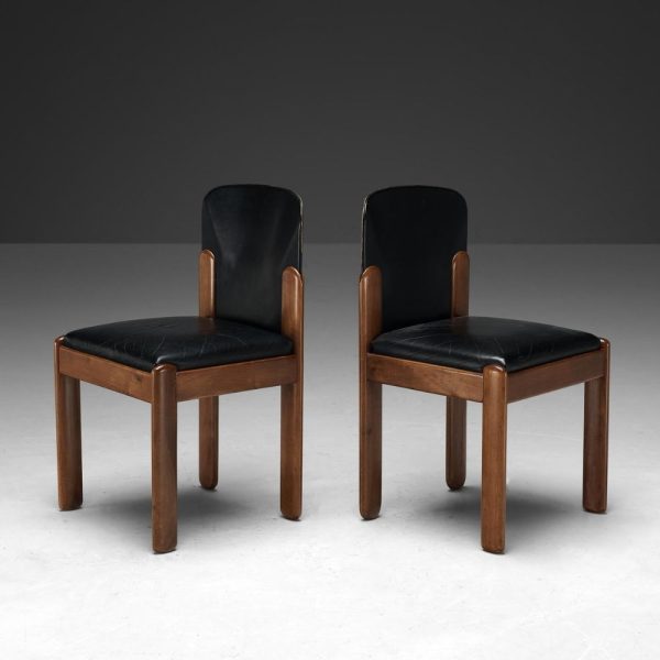 Buy Hasthshilpa Walnut Frame Black Leather Dining Chairs | Dining Chair | Wooden Dining Chair | Leather Dining Chair | Dining Room Furniture | Dining Room Chair | Hasthshilpa Luxe | Luxury Furniture