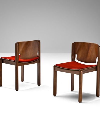 Buy Hasthshilpa Walnut Dining Chair Pair with Red Velvet Upholstery | Wooden Dining Chair | Teak Wood Dining Chair | Dining Room Furniture | Hasthshilpa Luxe