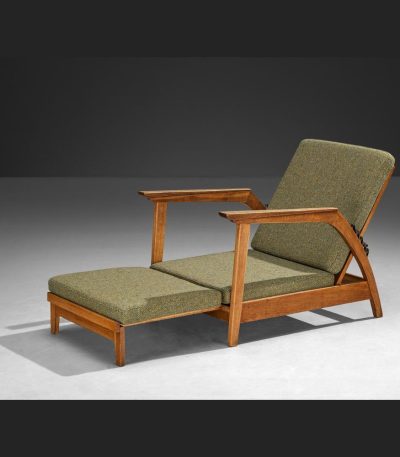 Hasthshilpa Oak Green Wool Chaise Lounge | Lounge Chair | Wooden Lounge Chair | Garden Chair | Living Room Chair | Sofa Lounge | Living Room Furniture | Hasthshilpa Luxe