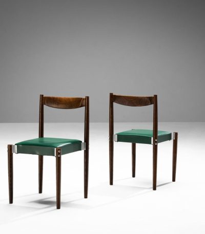 Buy Hasthshilpa Duo Dining Chairs in Green Leatherette and Rich Stained Wood | Wooden Dining Chair | Dining Chair | Leather Dining Chair | Dining Room Furniture | Hasthshilpa Luxe | Luxury Furniture